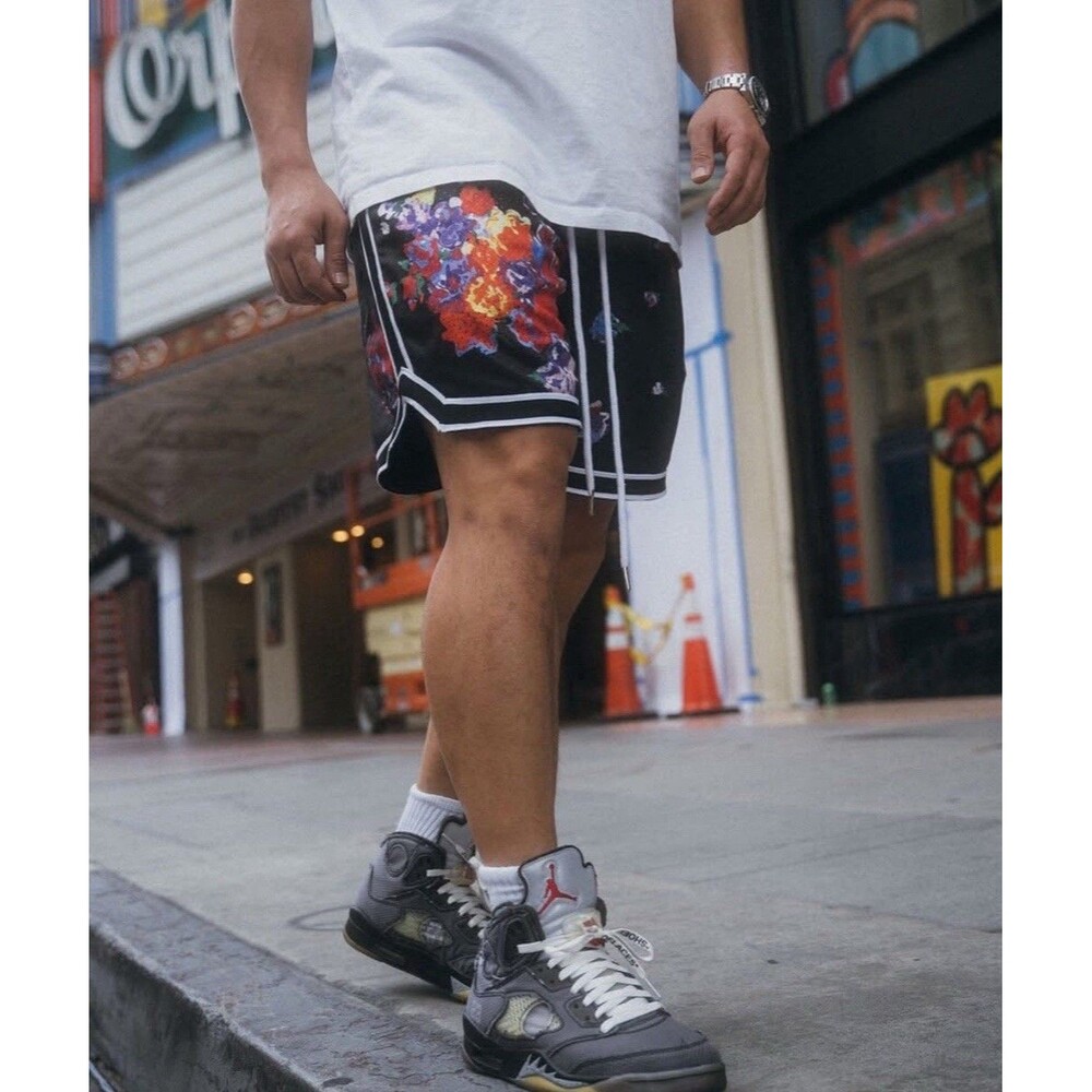 MNML Shorts Men’s Size XXL Black With Floral Print Street Wear